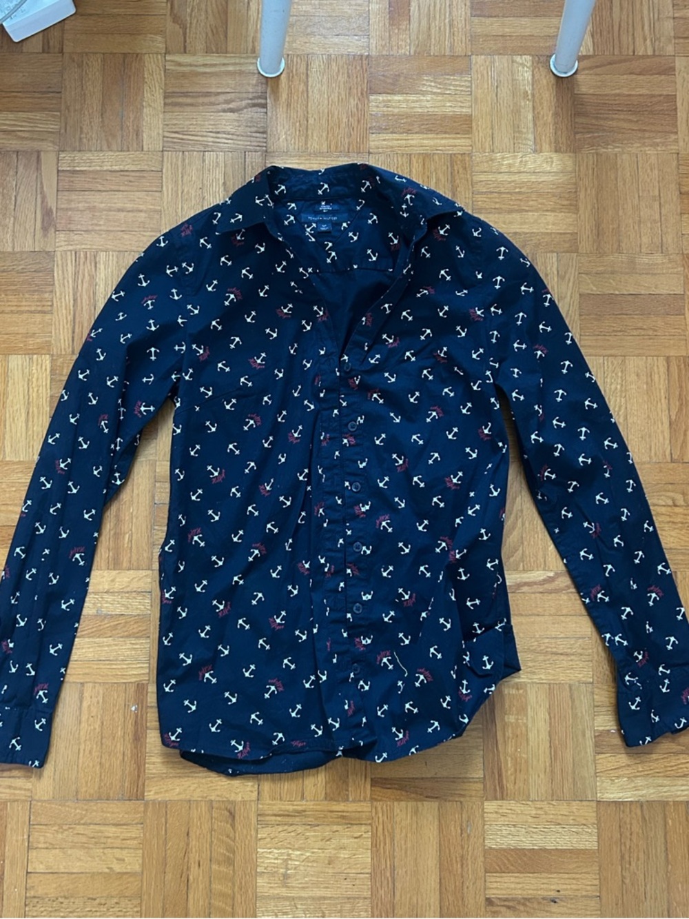 Tommy Hilfiger Navy Button-Up Shirt with Anchor Print